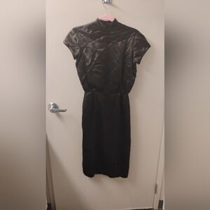 Vintage Rare 1940s 1950s Lillie Rubin Silk Mock Neck Short Sleeve Wiggle Dress